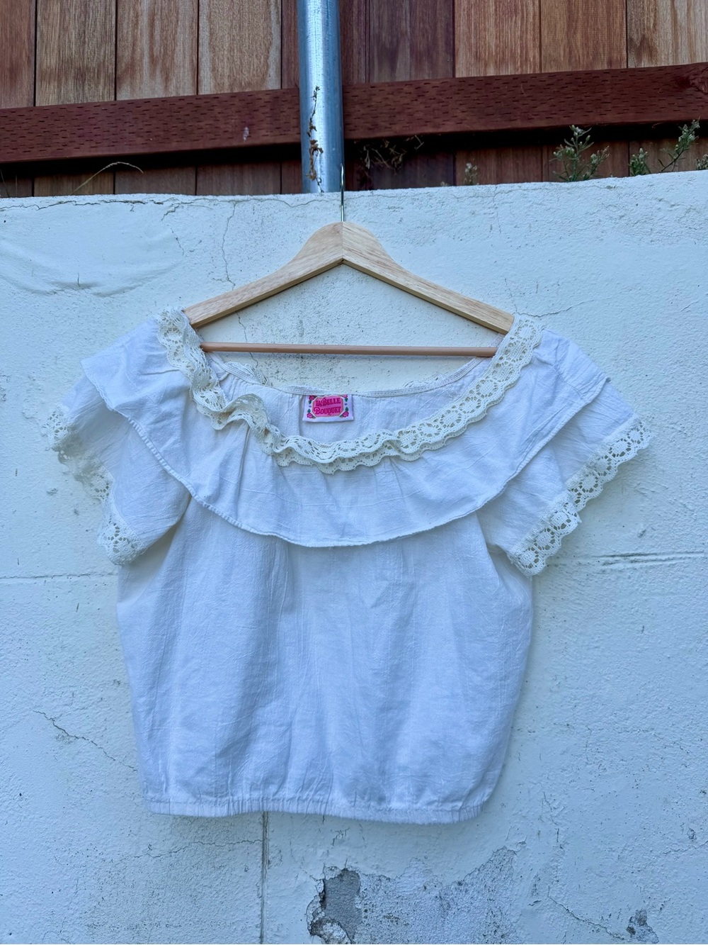 Vintage-Inspired White Lace Ruffle Off-Shoulder Top